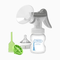 Dr. Brown's Manual Breast Pump with SoftShape 100% Silicone Shield (B,25mm flange) & Anti-Colic Options+ Wide-Neck Baby Bottle 5 oz/150 mL,with Level 1 Slow Flow Nipple