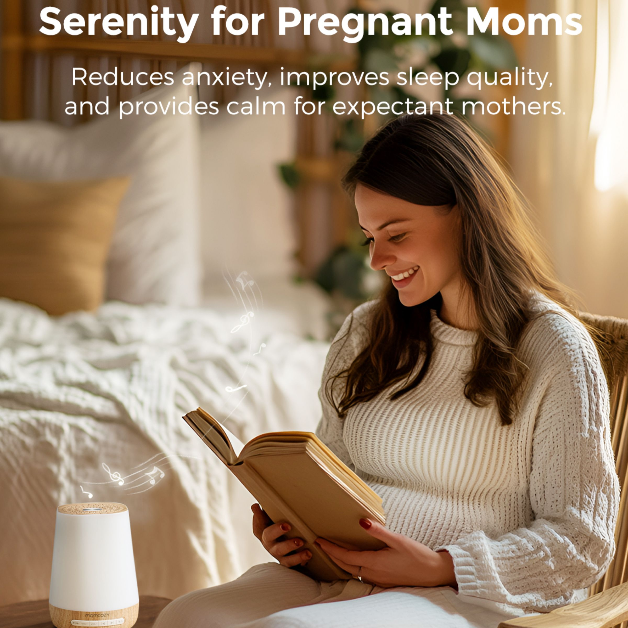 Momcozy Smart App White Noise Machine - Wood Grain.