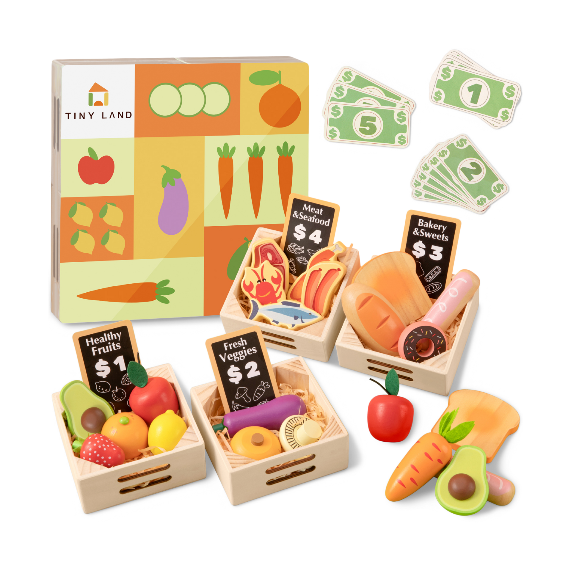 Tiny Land Wooden Play Food For Kitchen.
