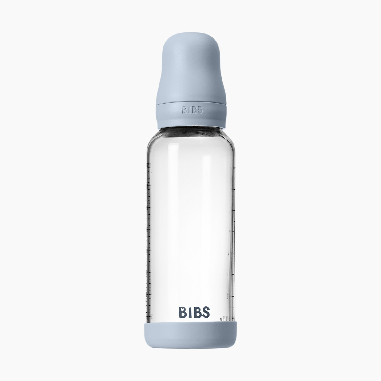 BIBS Baby Glass Bottle with Natural Rubber Nipple - Baby Blue, 8oz.