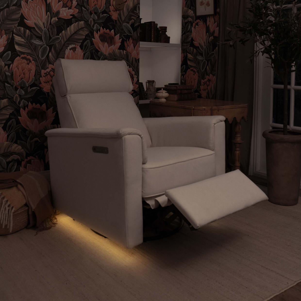 Namesake Willa Pro Power Recliner and Swivel Glider - Performance Cream Eco-Weave.