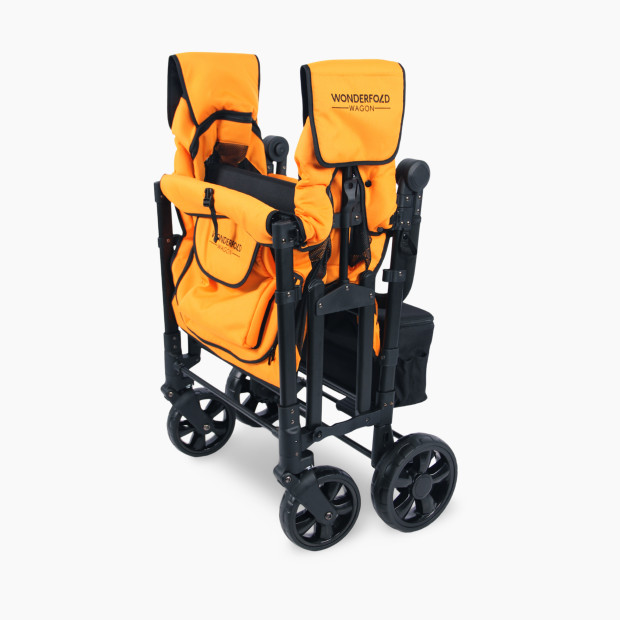 WonderFold Wagon W4 Elite Quad Stroller Wagon (4 Seater) - Sunset Orange.