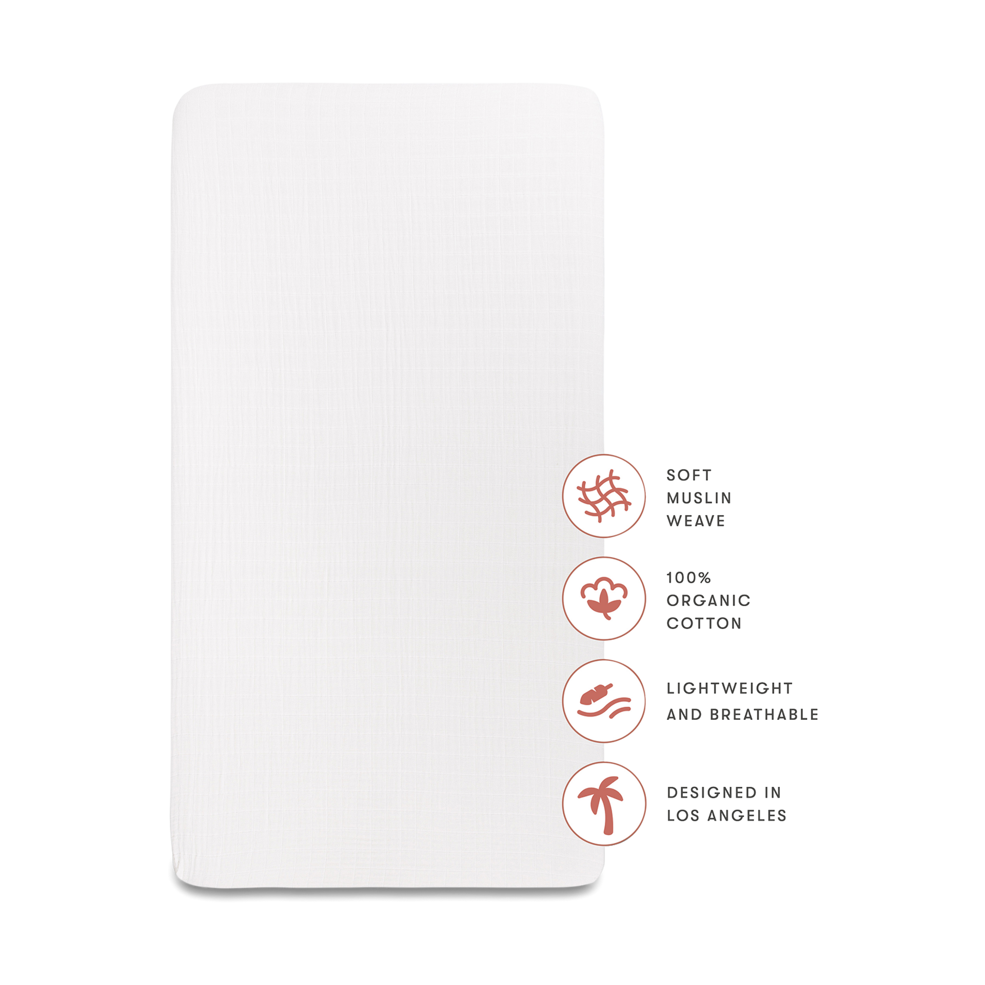 babyletto Mini Crib Sheet in GOTS Certified Organic Muslin Cotton.