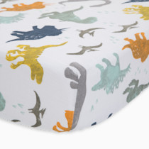 Little Unicorn Premium Crib Sheet | Breathable & Super-Soft Muslin Fabric (Dino Friends)