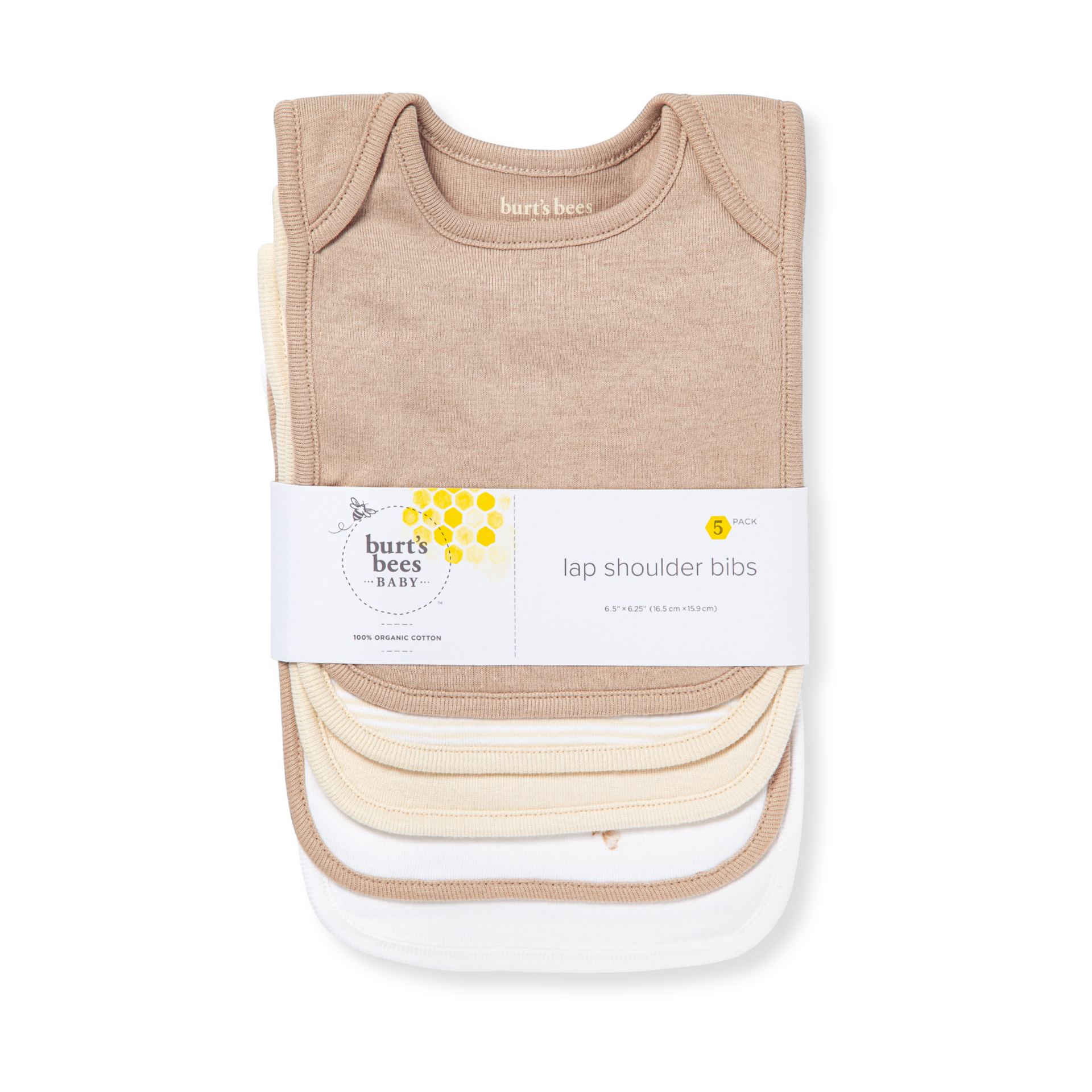 Burt's Bees Baby Organic Lap Shoulder Bibs (5 Pack) - Golden Bee.