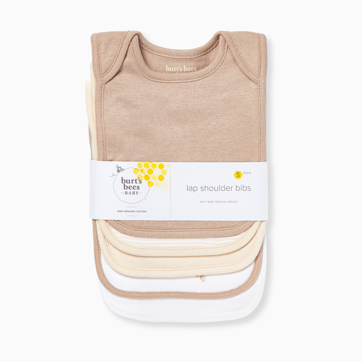 Burt's Bees Baby Organic Lap Shoulder Bibs (5 Pack) - Golden Bee.