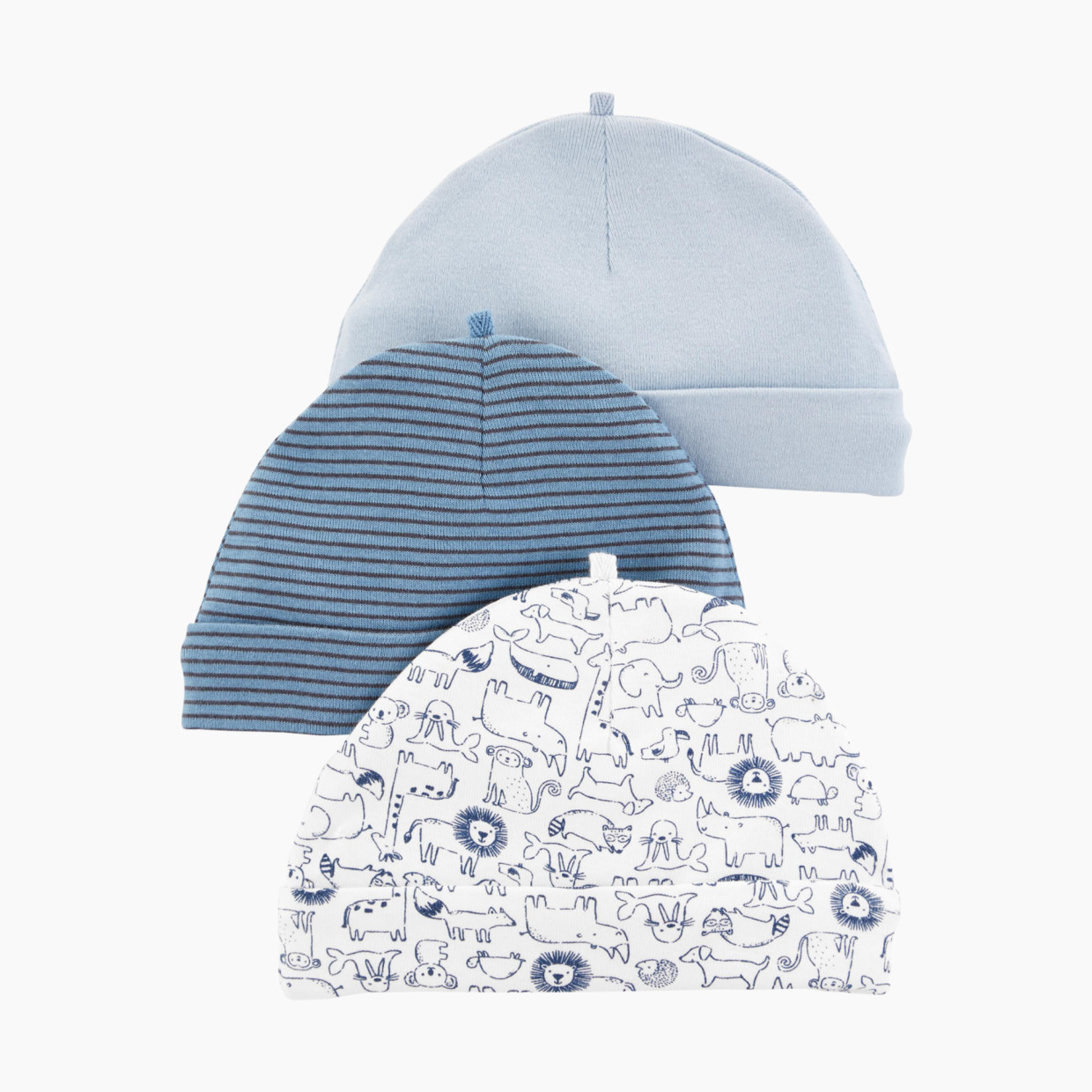 Carter's Hat (3 Pack) - Blue, 0-3 Months.