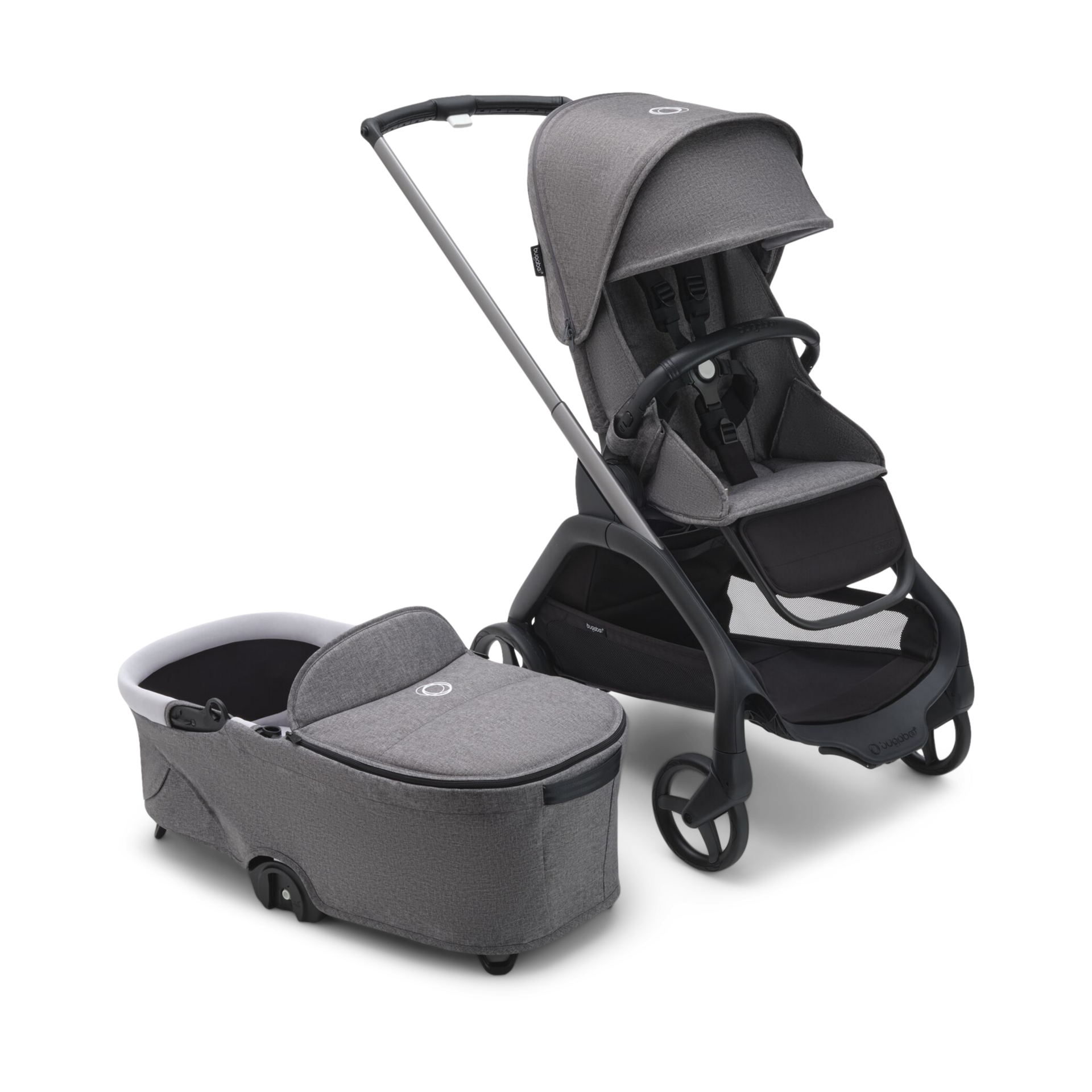 Bugaboo Dragonfly Seat and Bassinet Complete - Graphite/Grey Melange.