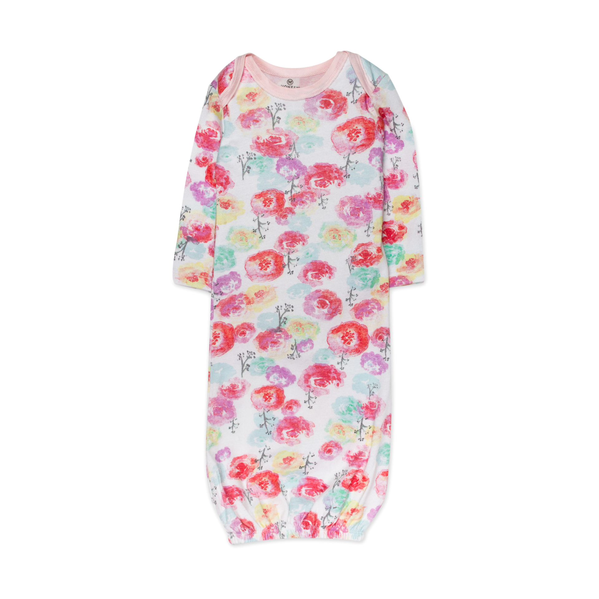 Honest Baby Clothing 2-Pack Organic Cotton Sleeper Gowns - Rose Blossom, 0-6 M, 2.