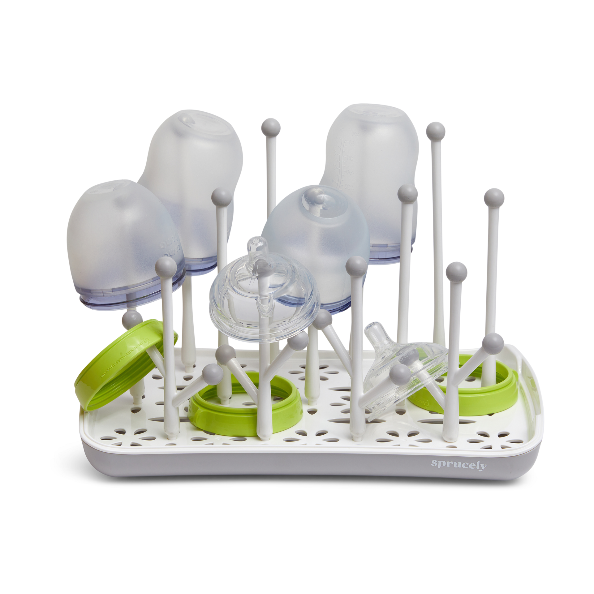 Sprucely Bottle Drying Rack - White/Grey.