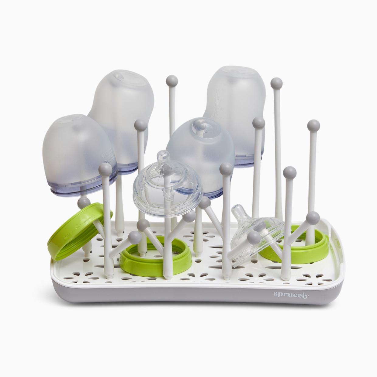 Sprucely Bottle Drying Rack - White/Grey.