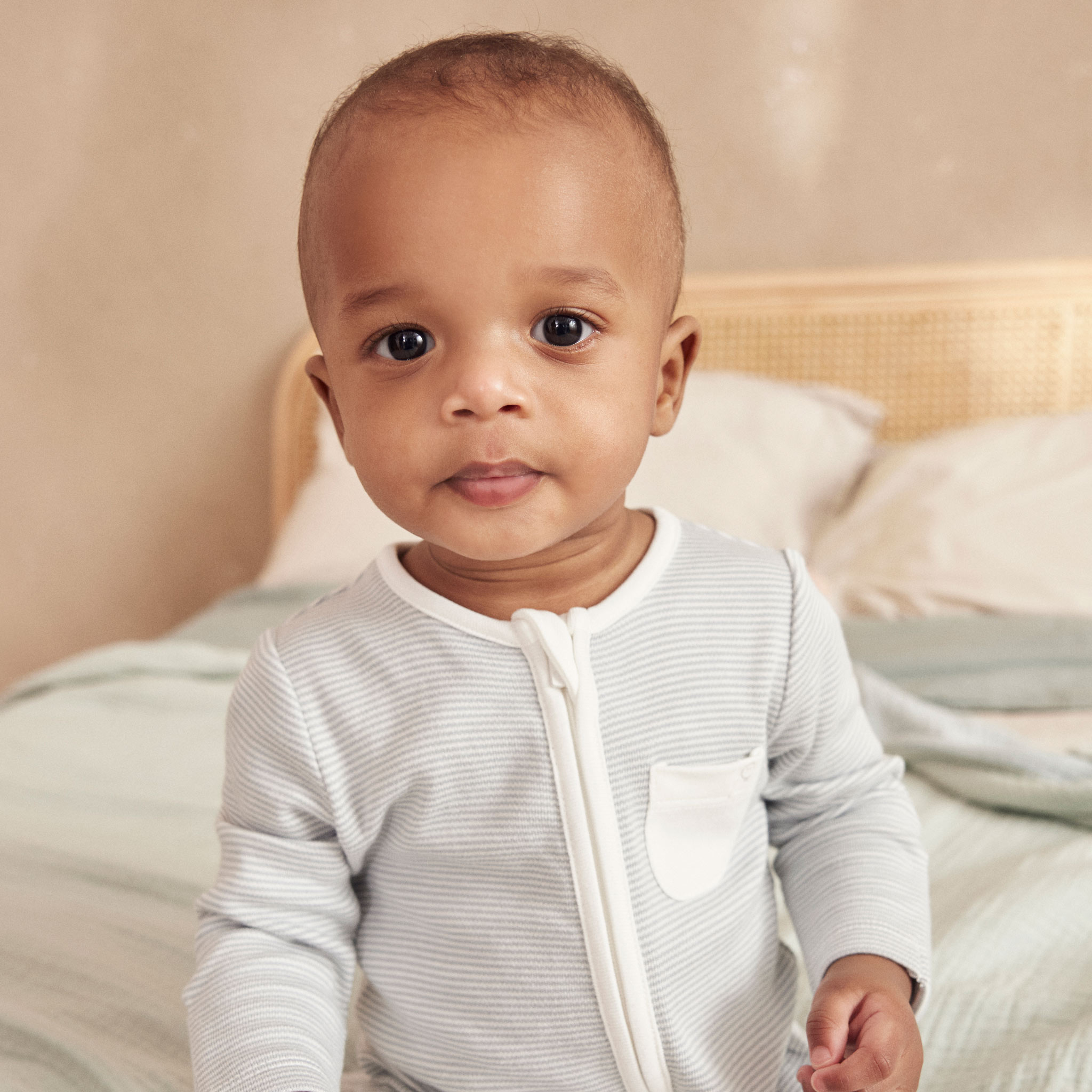 MORI Clever Zip Baby Pajamas Blue Stripe, Newborn Babylist Shop