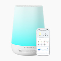 Baby Sound Machine, Momcozy White Noise Machine for Baby Sleeping with Night Light, Toddler Sleep Trainer with 34 Soothing Sounds, Timer, App Remote Control, Personal Sleep Routine (Blue)