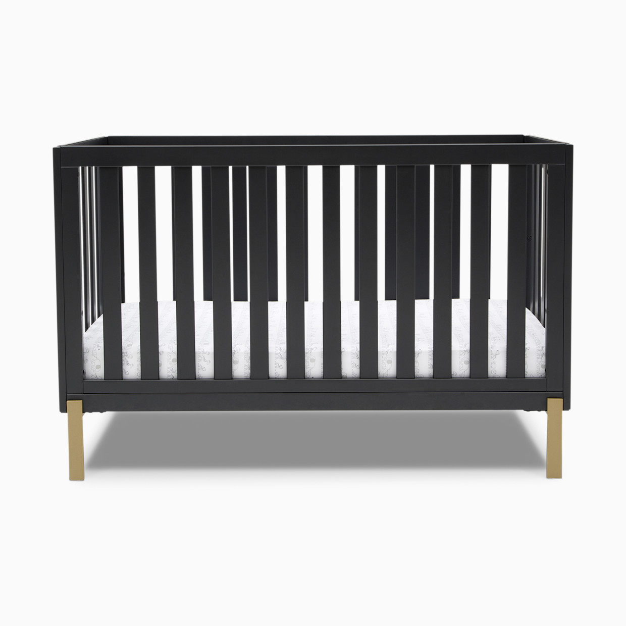 Delta Children Hendrix 4-in-1 Convertible Baby Crib - Midnight Grey With Metal Base.