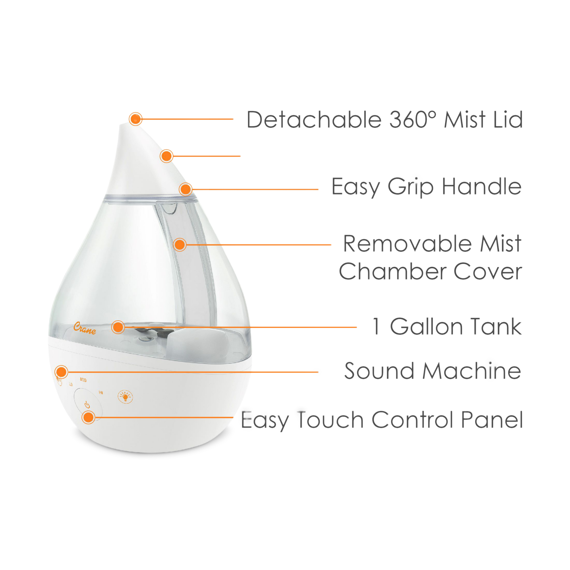 Crane 4-in-1 Cool-Mist Humidifier with Sound Machine - 1 Gallon.