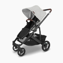 UPPAbaby Cruz V2 Stroller/Full-Featured Stroller with Travel System Capabilities/Toddler Seat, Bumper Bar, Bug Shield, Rain Shield Included/Anthony (White+Grey Chenille/Carbon Frame/Chestnut Leather)