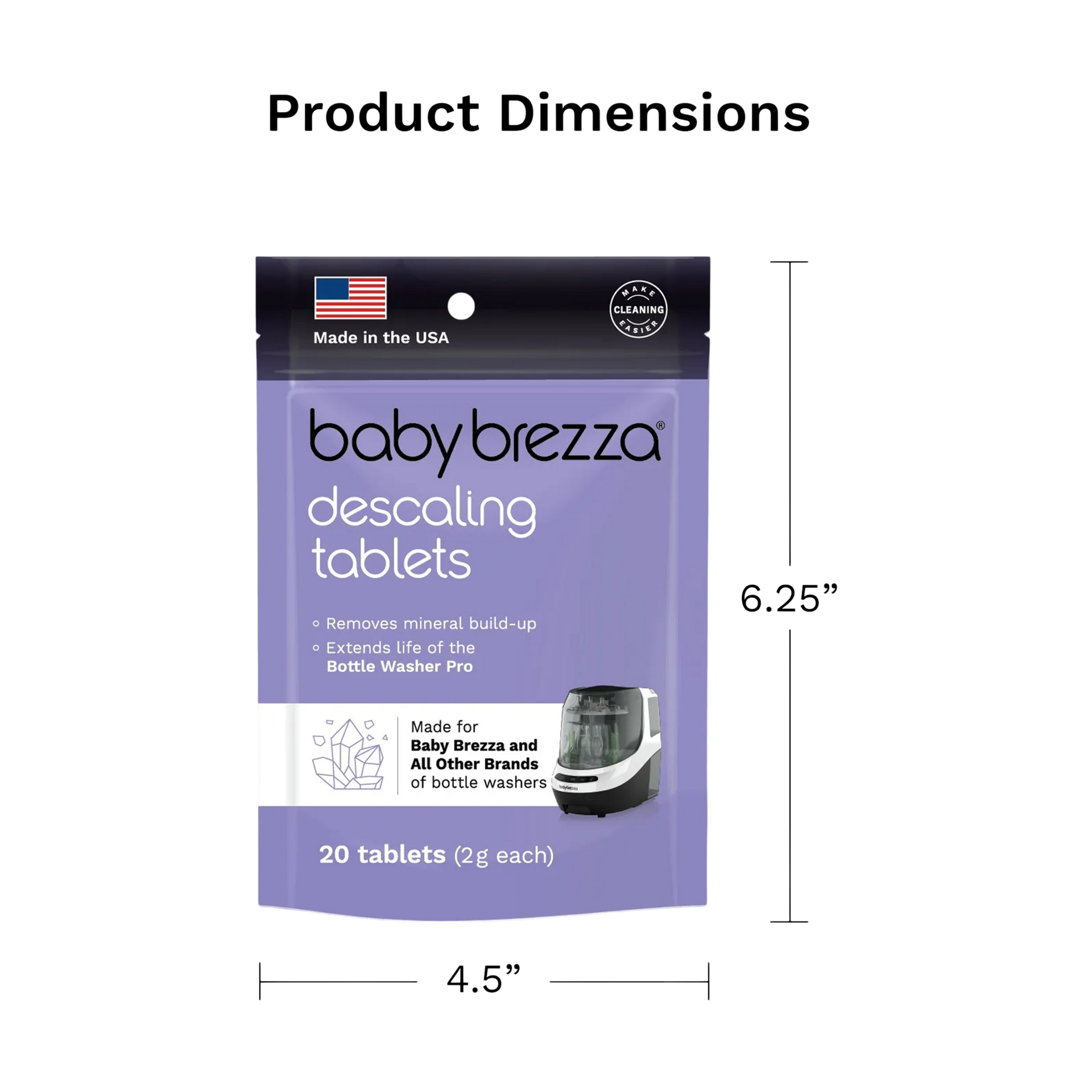 Baby Brezza Descaler Tablets for use with Bottle Washer Pro.