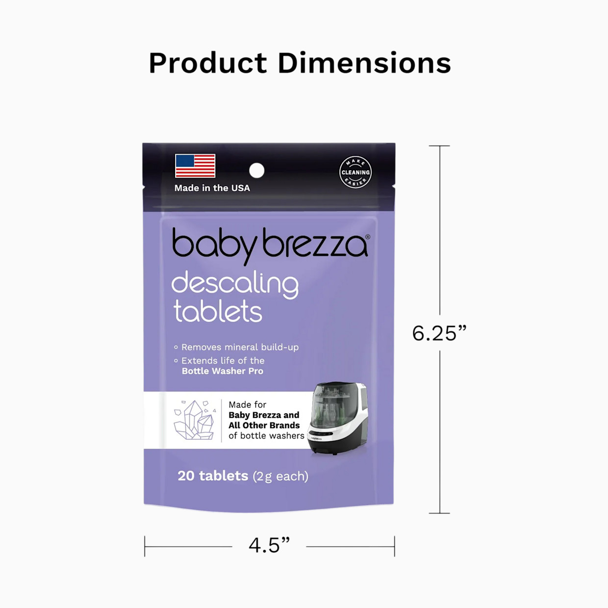 Baby Brezza Descaler Tablets for use with Bottle Washer Pro.