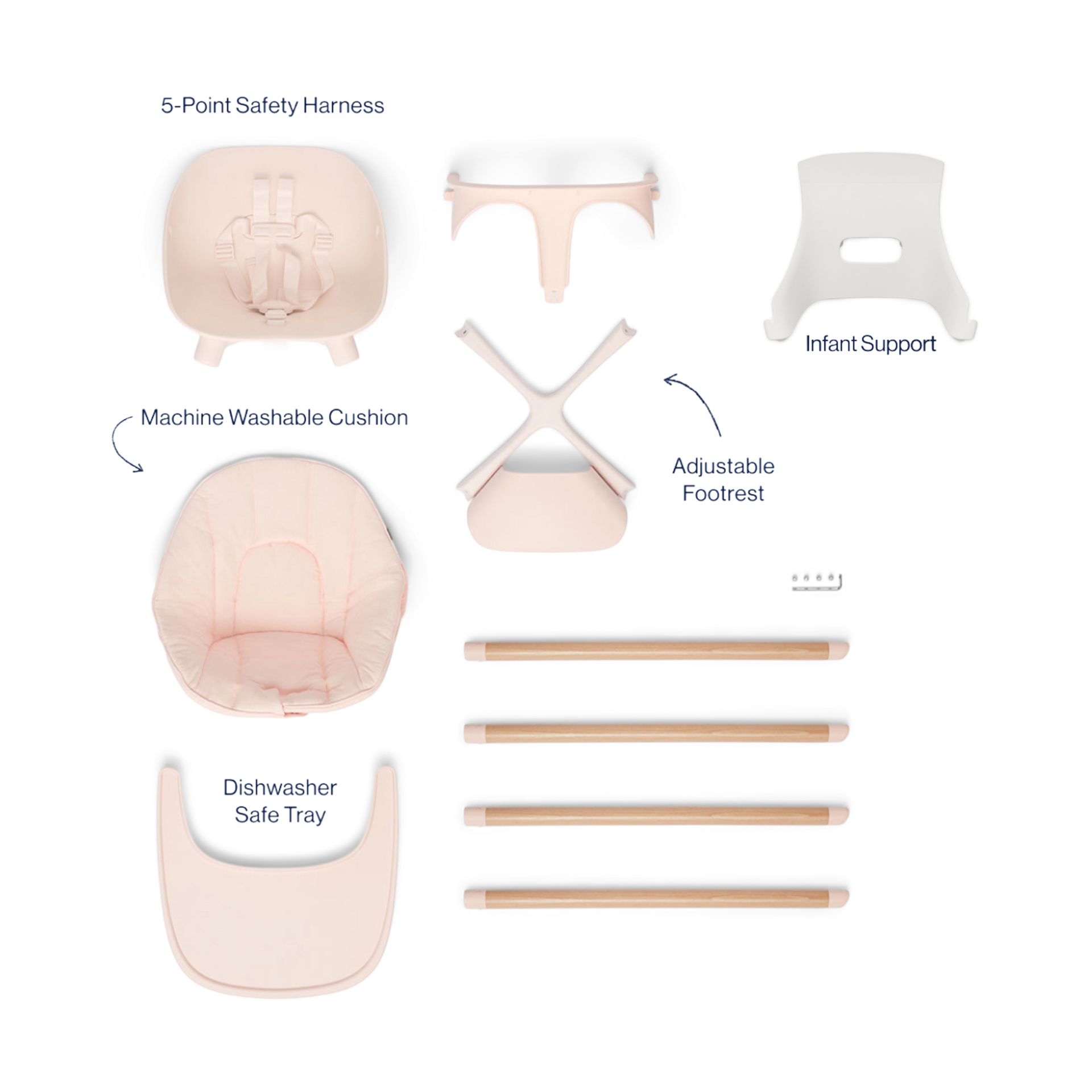 Lalo High Chair + Infant Kit - Grapefruit.