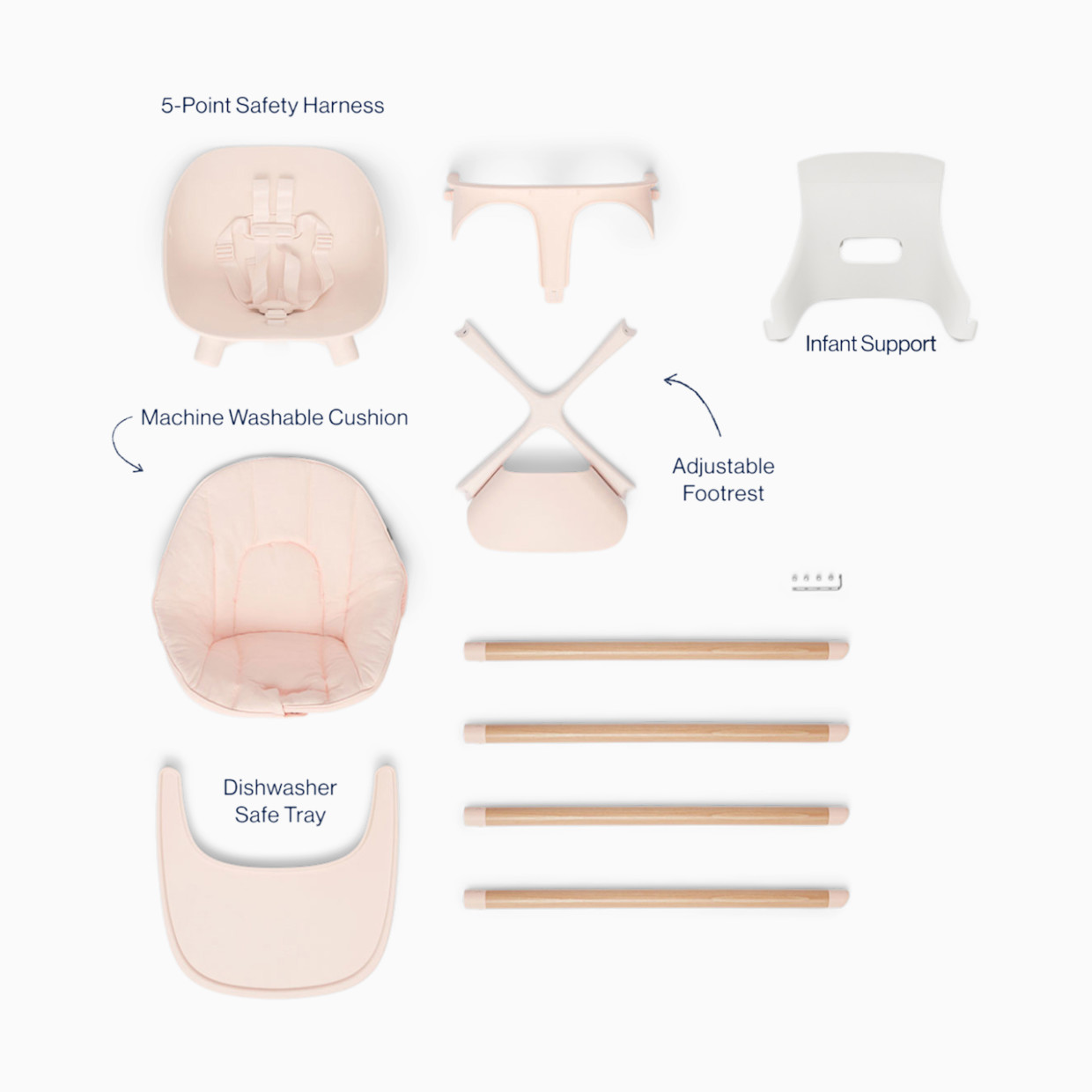 Lalo High Chair + Infant Kit - Grapefruit.