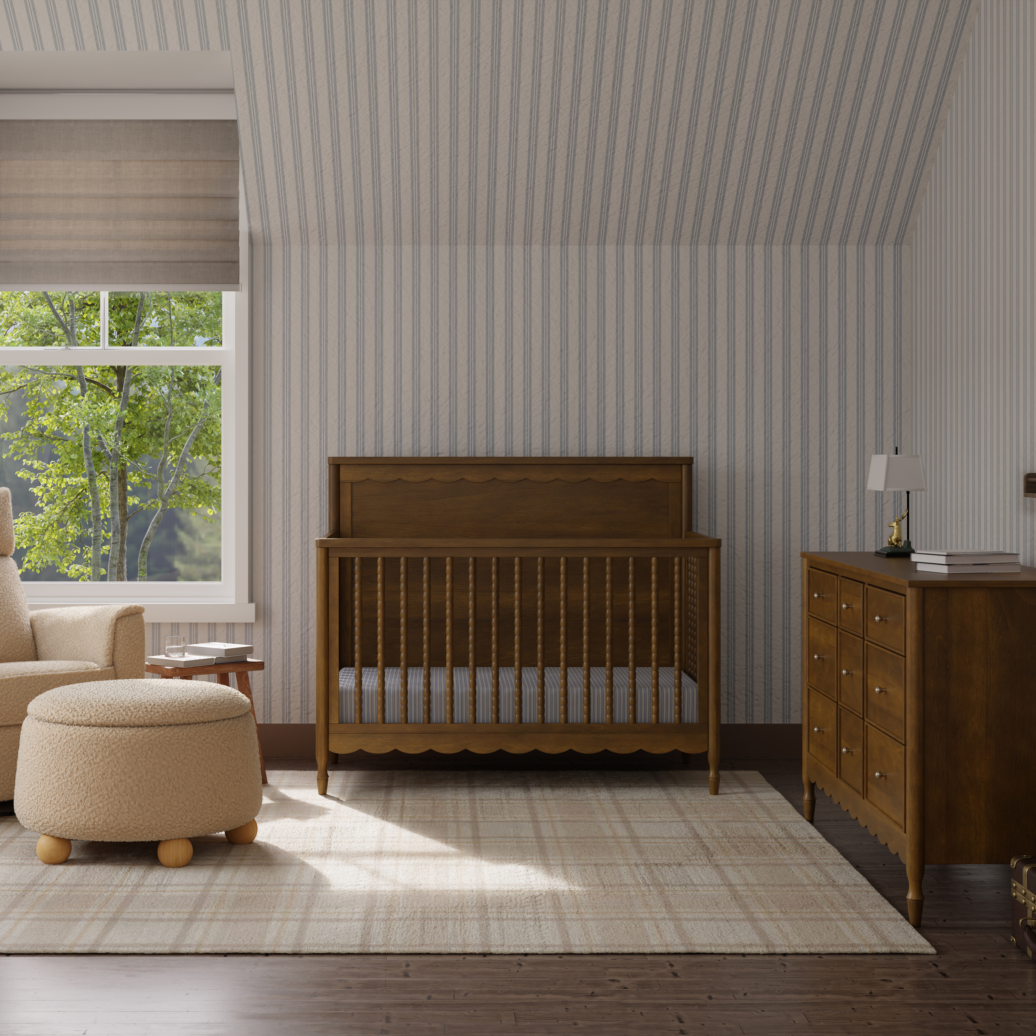 Namesake Ambrosia 4-in-1 Convertible Crib - Natural Walnut.