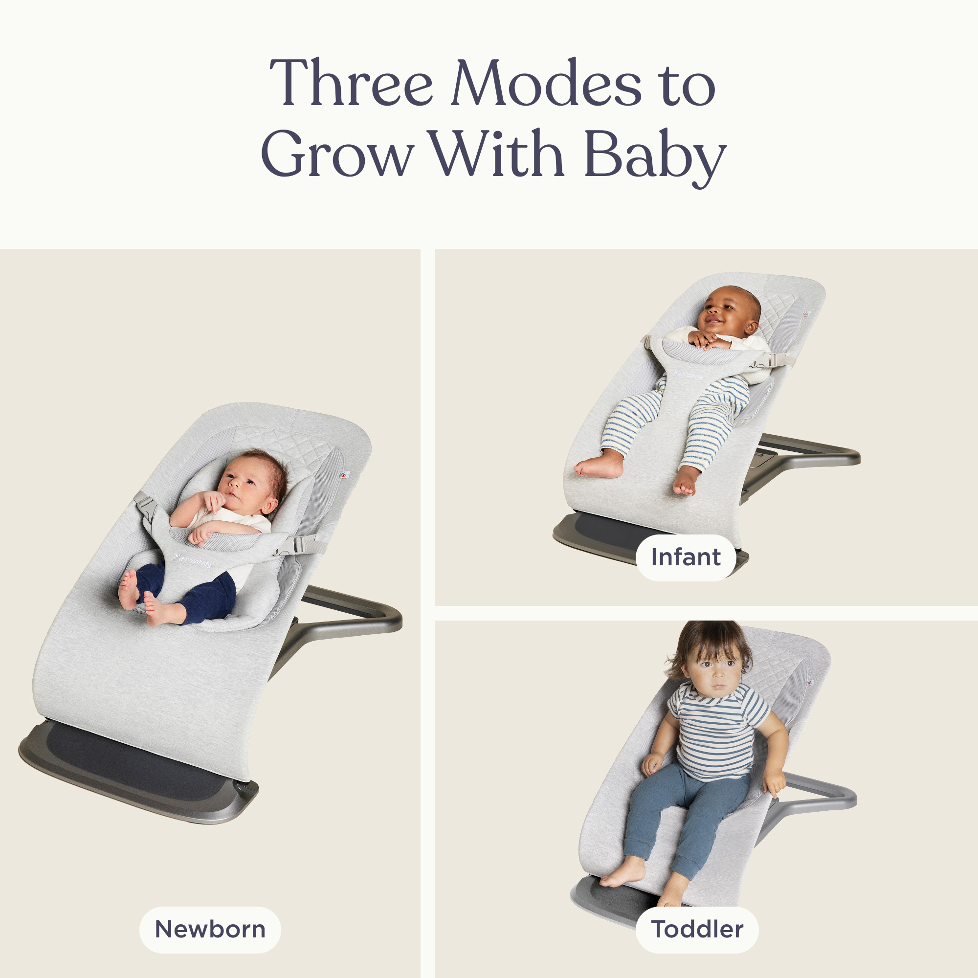 Ergobaby Evolve Bouncer - Light Heather Grey.