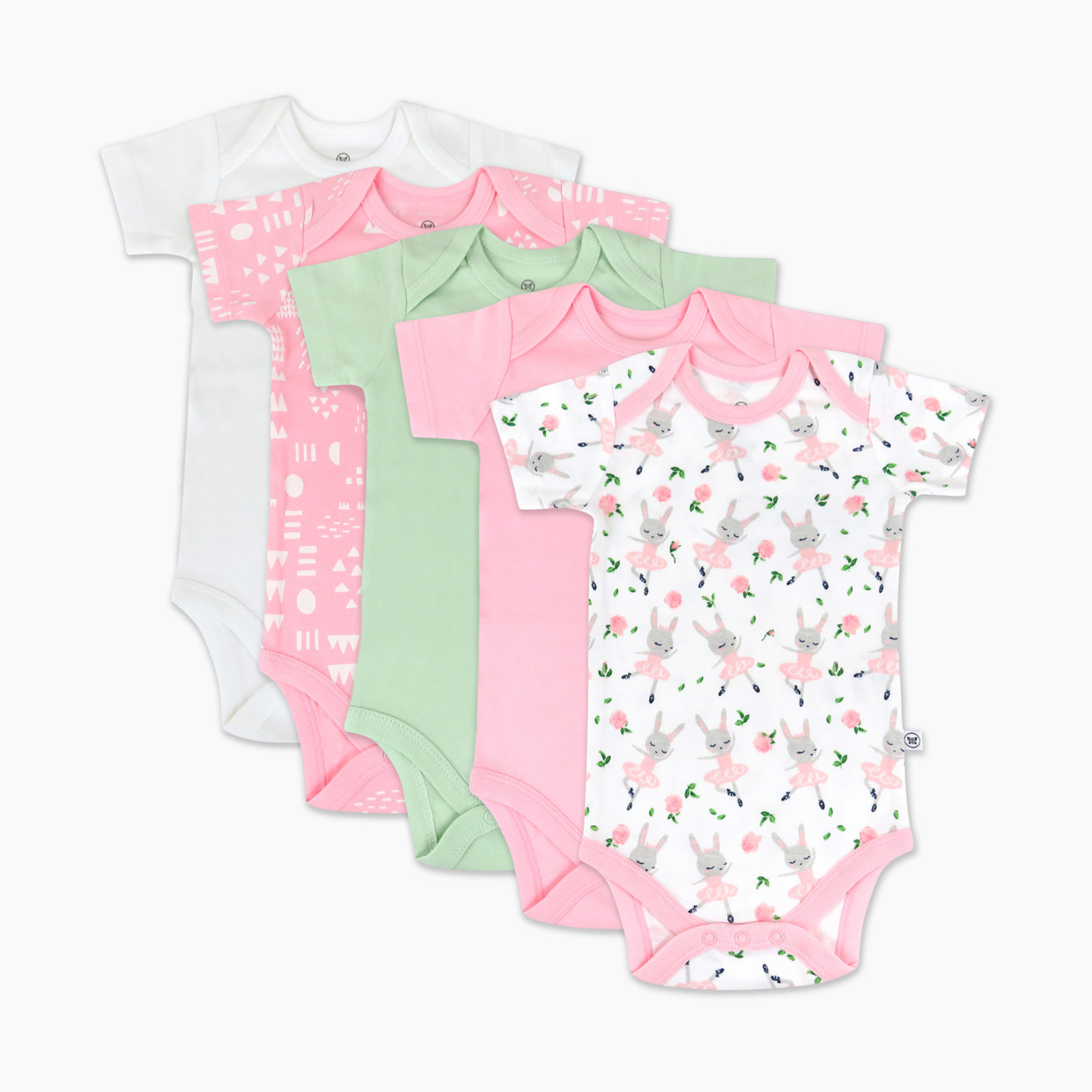 Honest Baby Clothing 5-Pack Organic Cotton Short Sleeve Bodysuit - Tutu Cute, 3-6 M, 5.