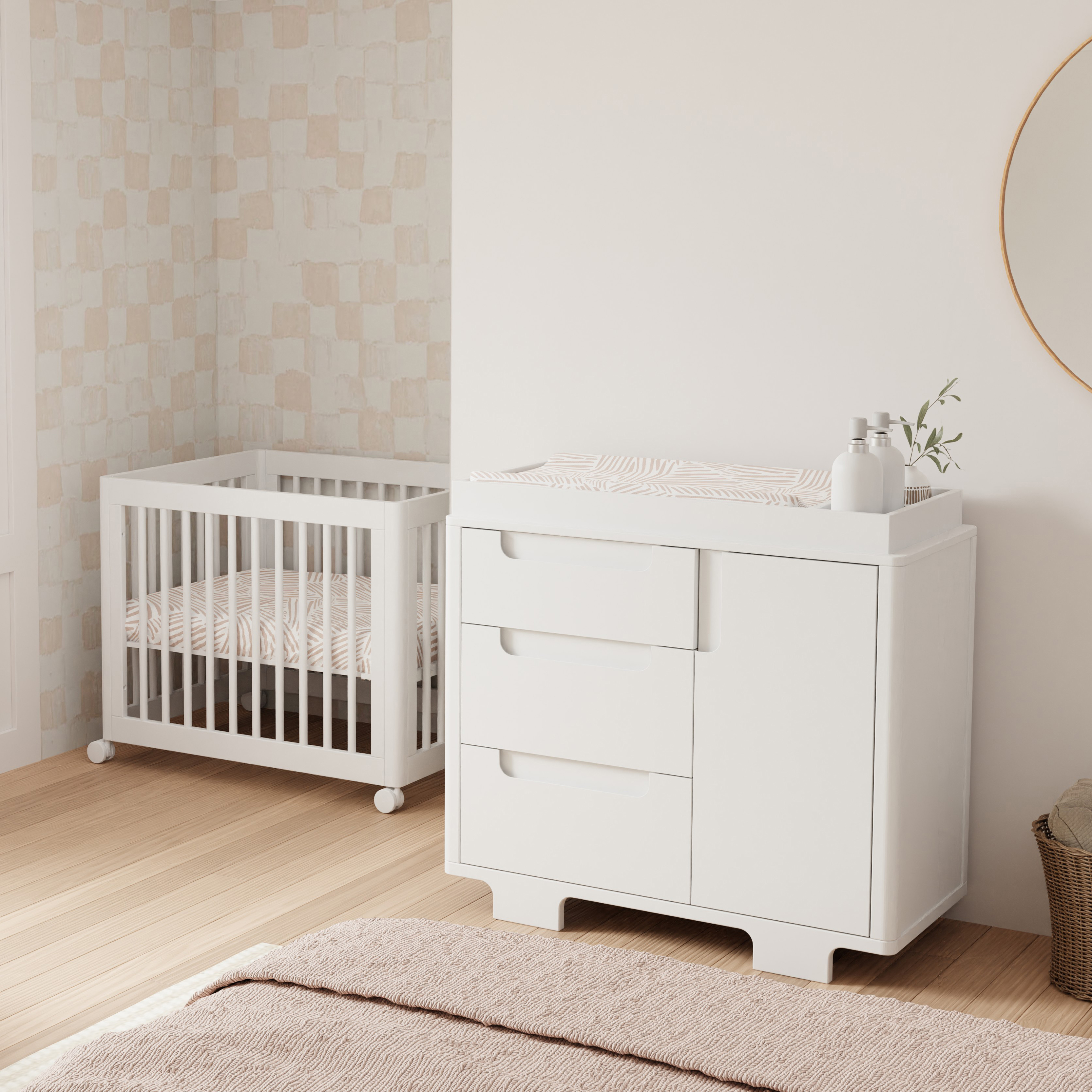 babyletto Yuzu 3-Drawer Changer Dresser - White.