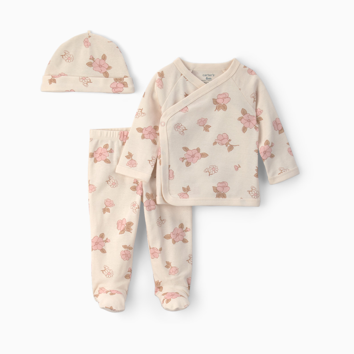 Carter's 3 Piece Wrap Gift Set - Ivory Floral, 3M.