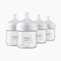 Philips Avent Natural Baby Bottles with Natural Response Nipples (Slow Flow, Flow 2), 4oz, 4-Pack, SCY900/04