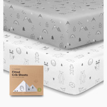 KeaBabies 2-Pack Organic Crib Sheets for Boys, Girls - 52x28 Fitted Crib Mattress Sheet Neutral, Breathable Jersey Cotton Cover for Baby Bed, Toddler Mattress, Soft & Cute Prints (Woodland)