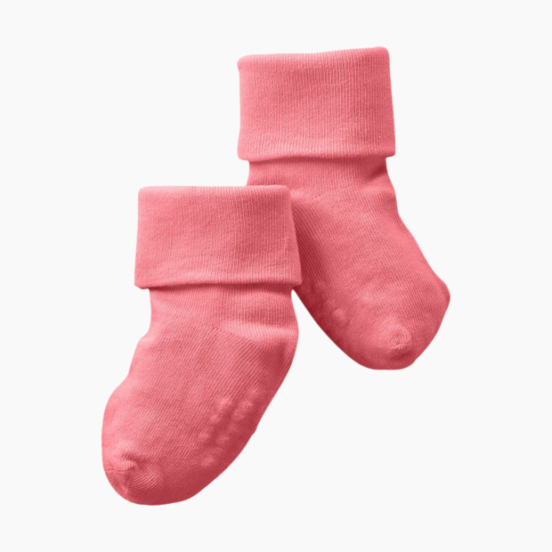 Babysoy Organic Cotton Comfy Basics Socks - Pink Lemonade, 0-6 Months.