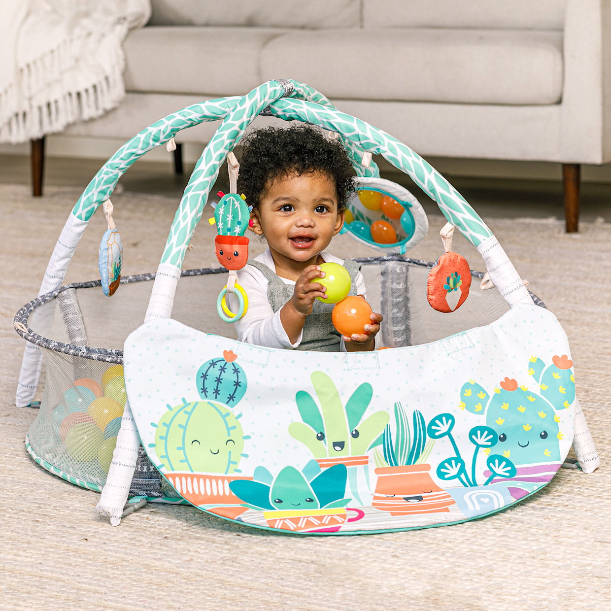 Infantino 4-in-1 Jumbo Activity Gym & Ball Pit - Succulents.