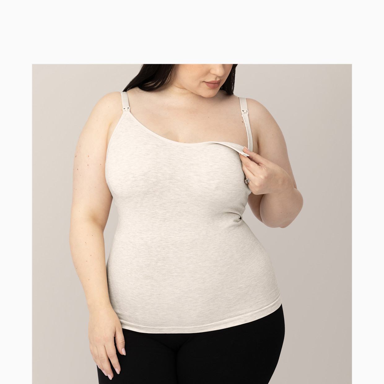 Kindred Bravely Sublime Bamboo Maternity & Nursing Cami - Oatmeal Heather, 1X.