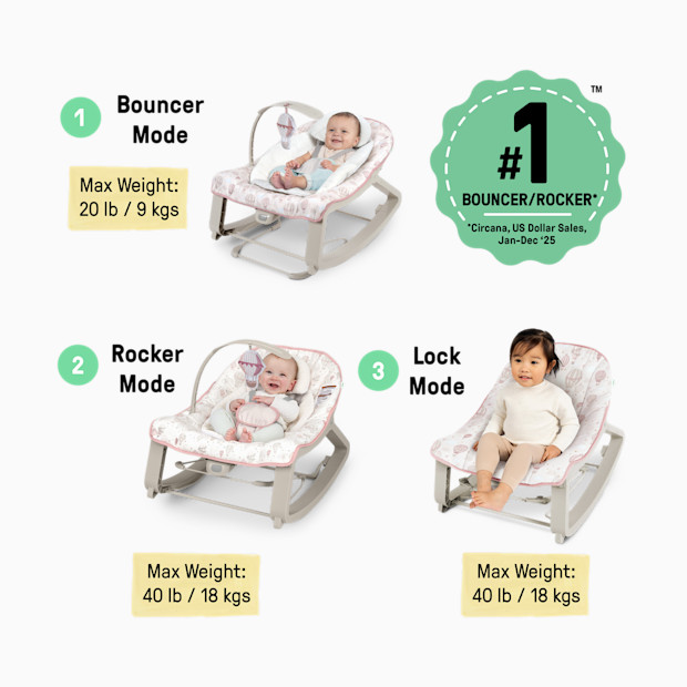 Ingenuity Keep Cozy 3-in-1 Vibrating Infant & Toddler Baby Bouncer and Rocker Chair.