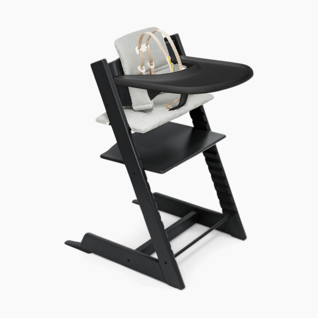 Stokke Tripp Trapp High Chair Complete + Newborn Set - Black/Nordic Grey/Black Tray.