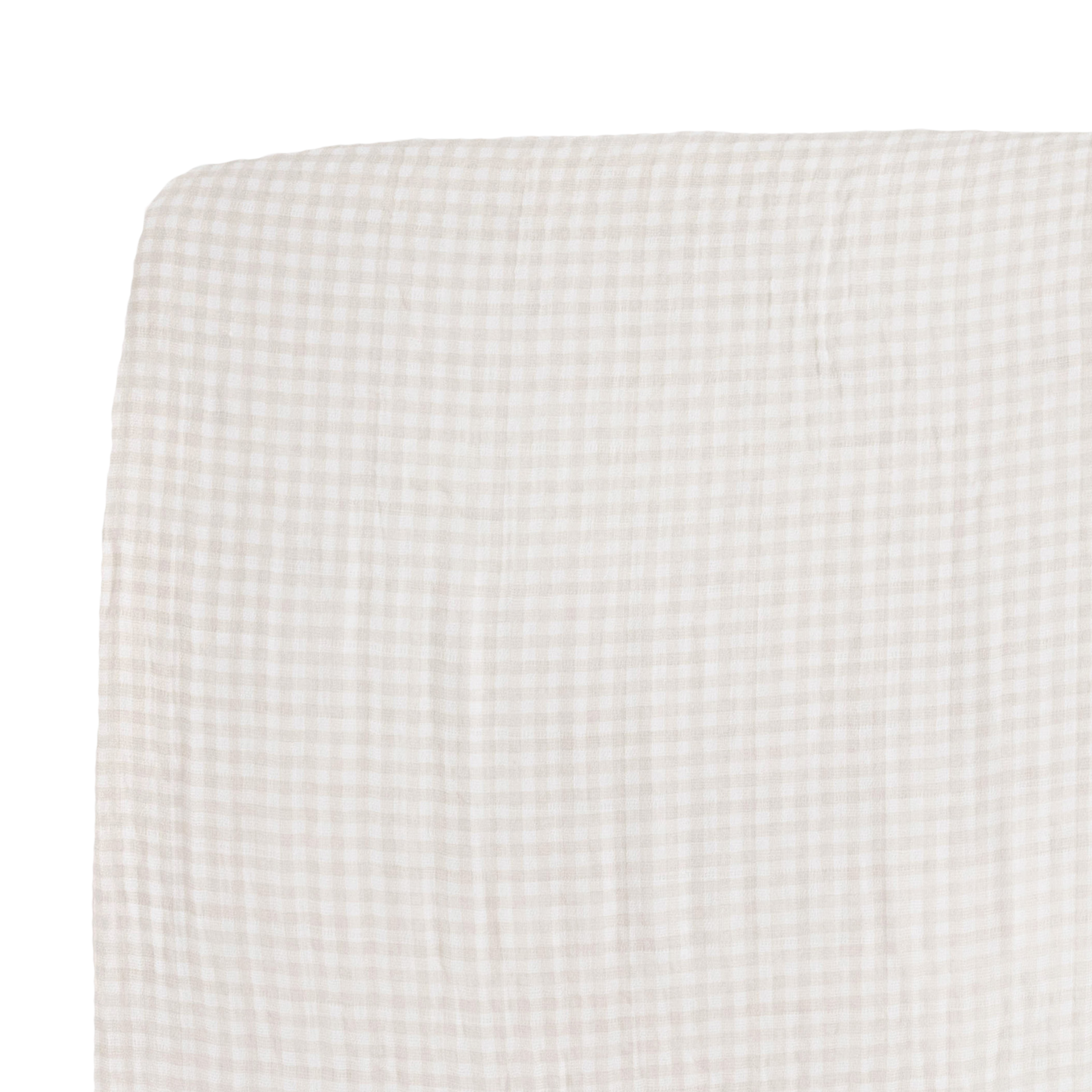 Little Unicorn Cotton Muslin Crib Sheet - Tan Gingham.