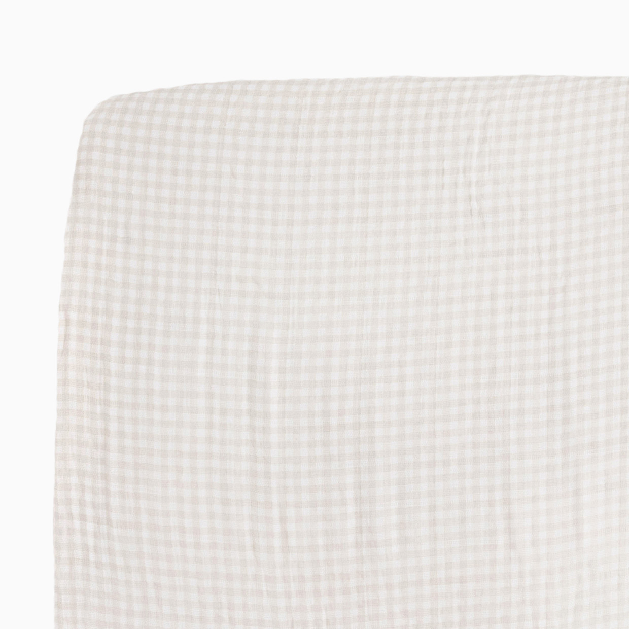 Little Unicorn Cotton Muslin Crib Sheet - Tan Gingham.
