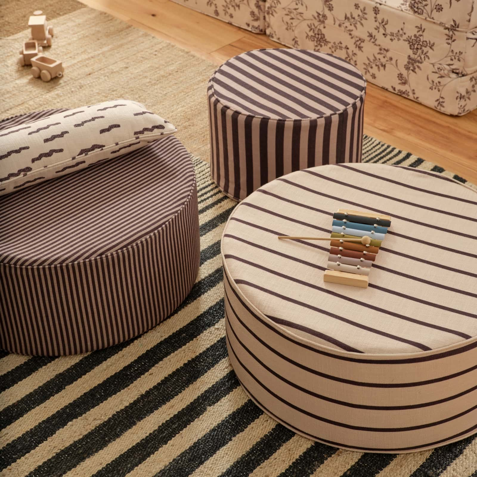 House of Noa Ottoman - Finley Taupe & Sable, Small.
