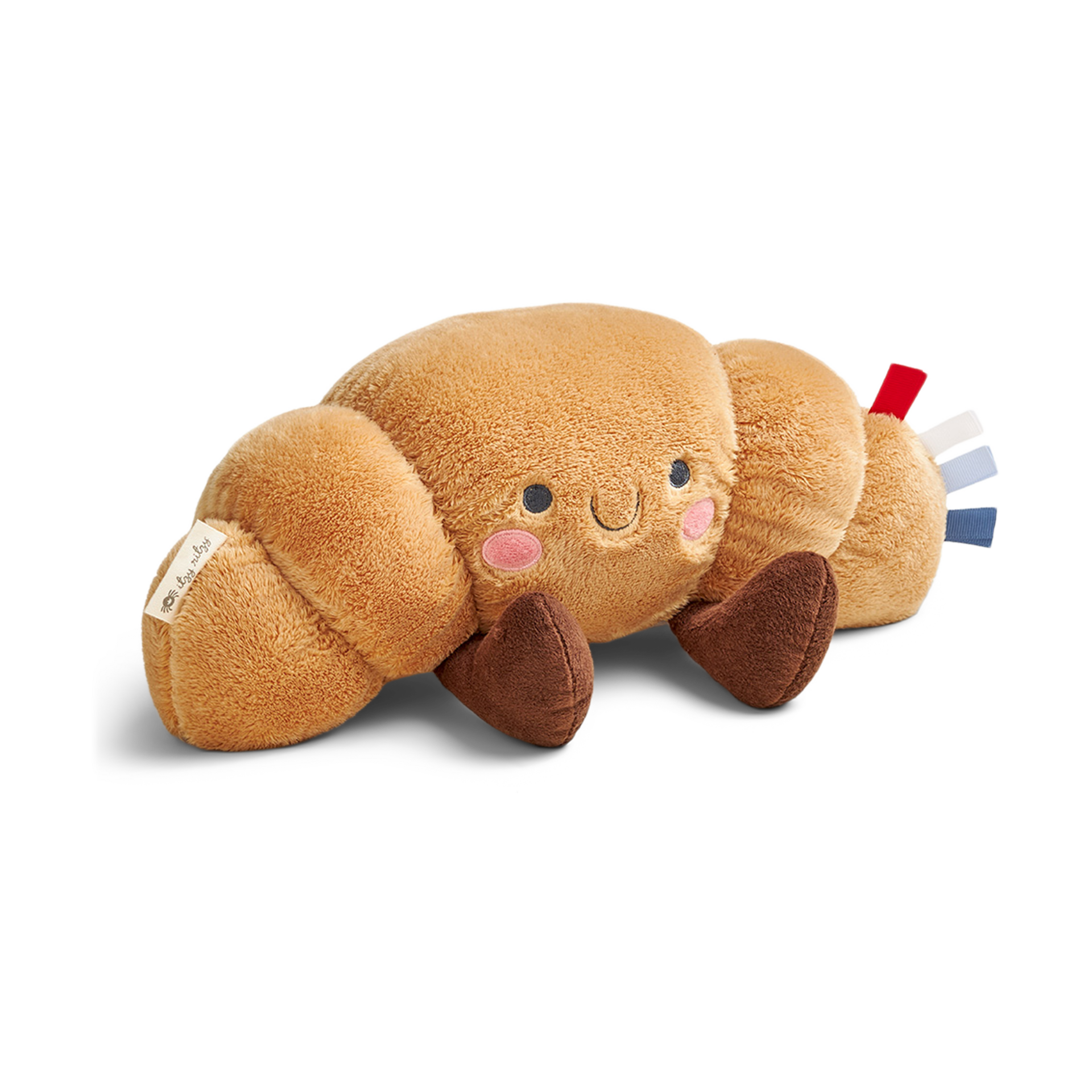 Itzy Ritzy Snuggles Plush Toy – Soft Stuffed Animal for Babies, Kids & Adults – Sensory Ribbons & Textured Fabrics for Tactile Play – Cozy & Cuddly Companion for Newborns & Up (Croissant)