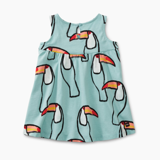 Tea Collection Twirl Tank Baby Dress - Toucans In Mint, 3-6 Months.