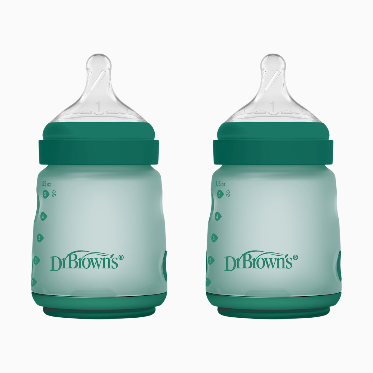 Dr. Brown's Options+ Wide-Neck Silicone Baby Bottles - Green, 5 Oz.