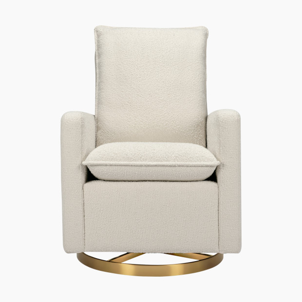 babyletto Cali Pillowback Swivel Glider - Ivory Boucle With Gold Base.
