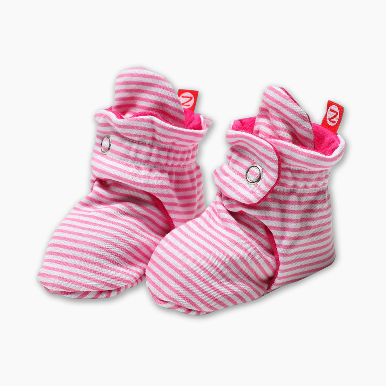 Zutano Candy Stripe Cotton Baby Booties - Hot Pink, 0-3 Months.