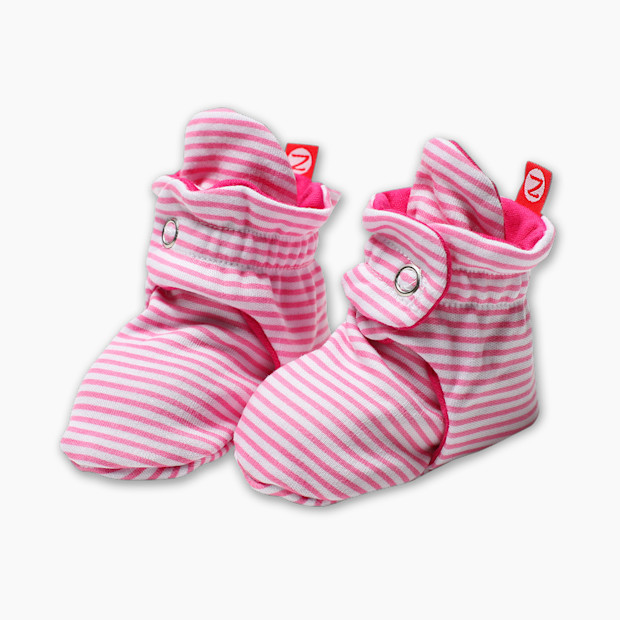 Zutano Candy Stripe Cotton Baby Booties - Hot Pink, 0-3 Months.