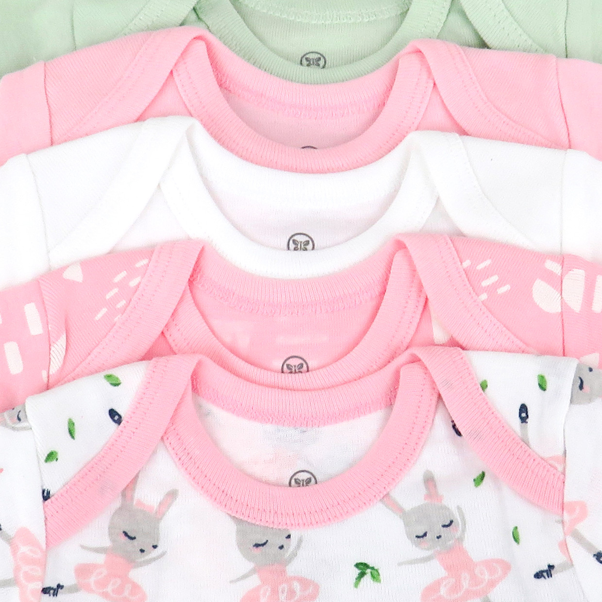 Honest Baby Clothing 5-Pack Organic Cotton Short Sleeve Bodysuits - Tutu Cute, 0-3 M, 5.