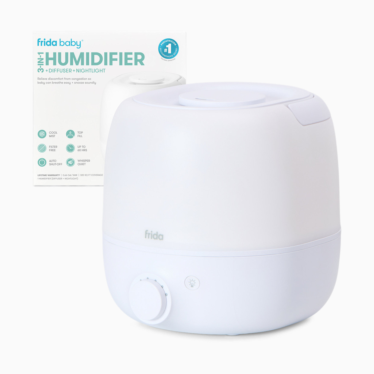 Frida Baby 3-in-1 Humidifier, Diffuser & Nightlight 2.0 - White.