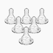 Dr. Brown’s Natural Flow Level 2 Narrow Baby Bottle Silicone Nipple, Medium Flow, 3m+, 100% Silicone Bottle Nipple, 6 Count