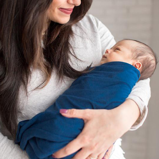 Copper Pearl Top Knot Hat and Swaddle Bundle.