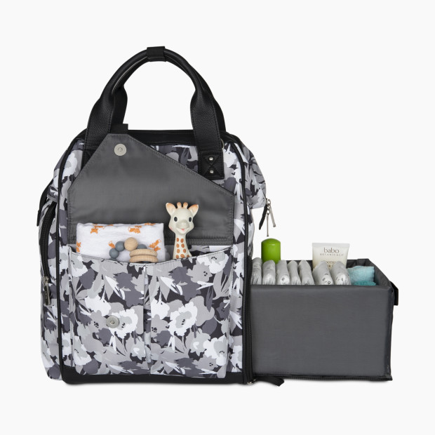 Baby Brezza Lucia Slide-Out Caddy Backpack Diaper Bag - Black/Grey/White.